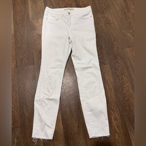 Athleta Sculptek Ultra Skinny Jean White Stretch High Rise Size 4 Raw Hem